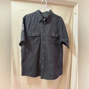 Harley-Davidson Men’s Short Sleeve Button-Up Shirt Patch Logo Large